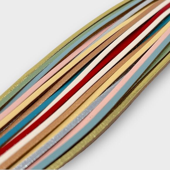 Leather Bracelet Multilayer Multicolor Wide Wrap Clasp Bracelet Rainbow - Picture 3 of 7